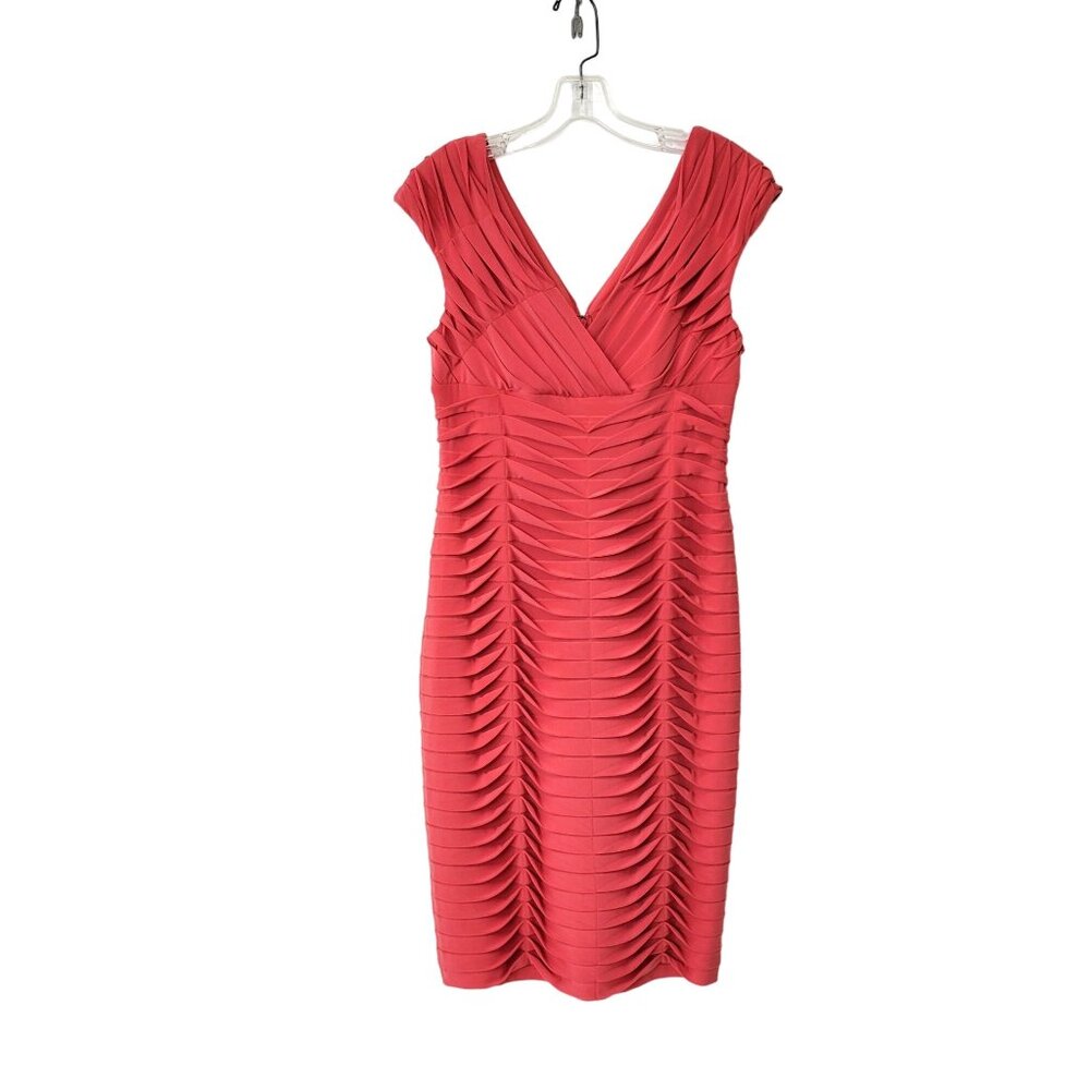 Adrianna Papell Body Con Orange Pleated Dress